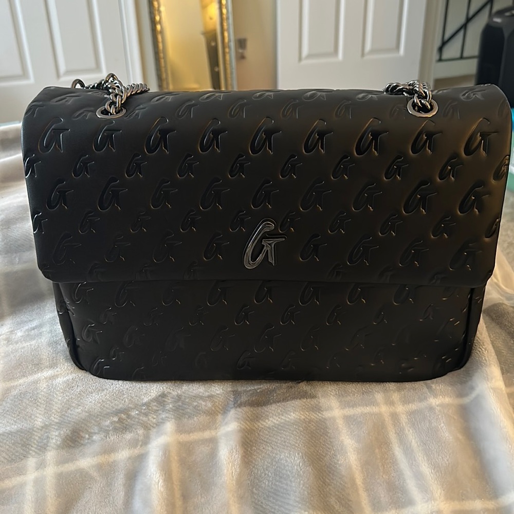 GLAM-AHOLIC MONOGRAM LARGE CLASSIC FLAP BAG MATTE BLACK